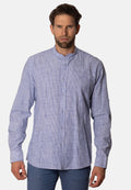 Camisa Lines Azul Cuello Mao