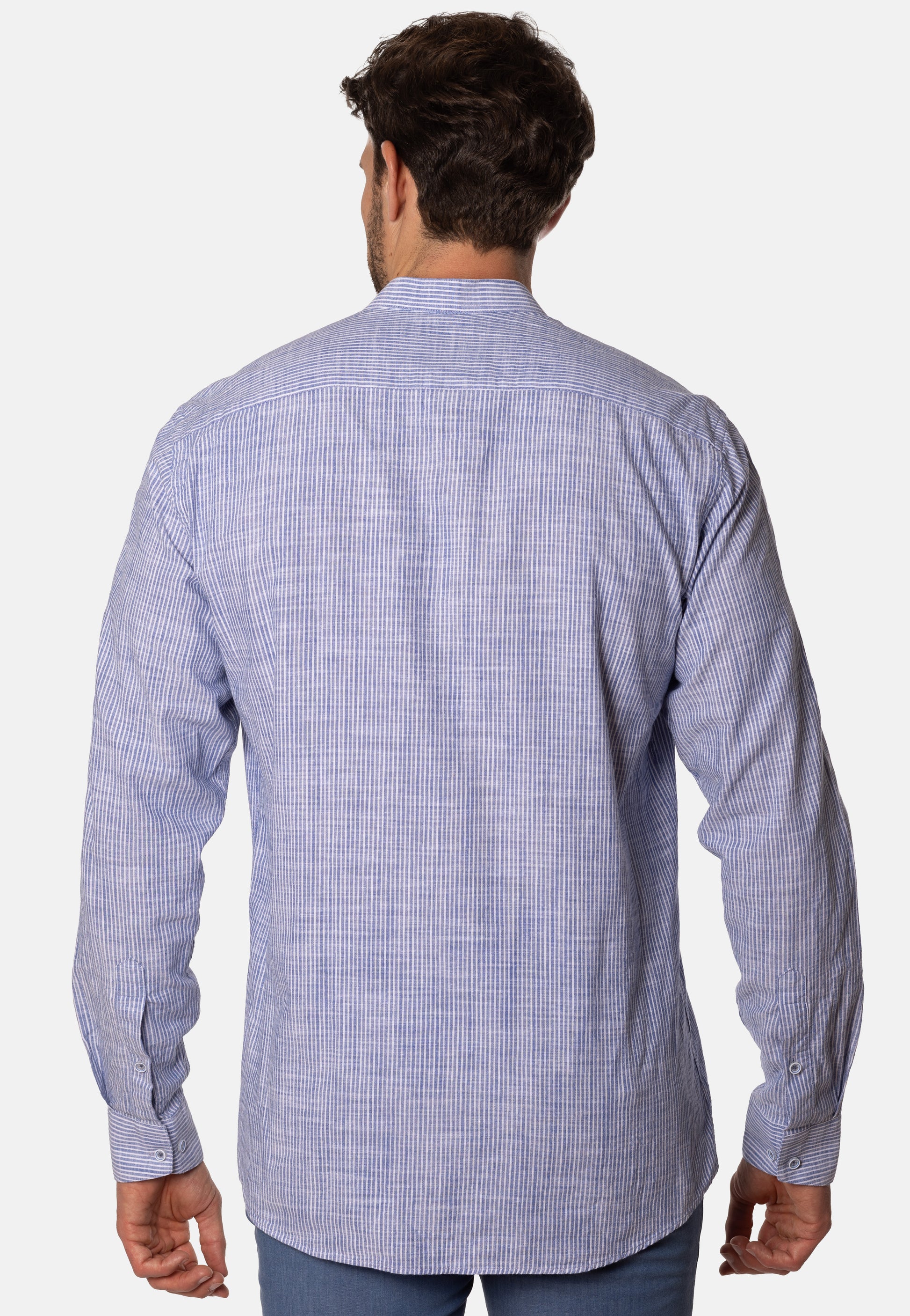 Camisa Lines Azul Cuello Mao