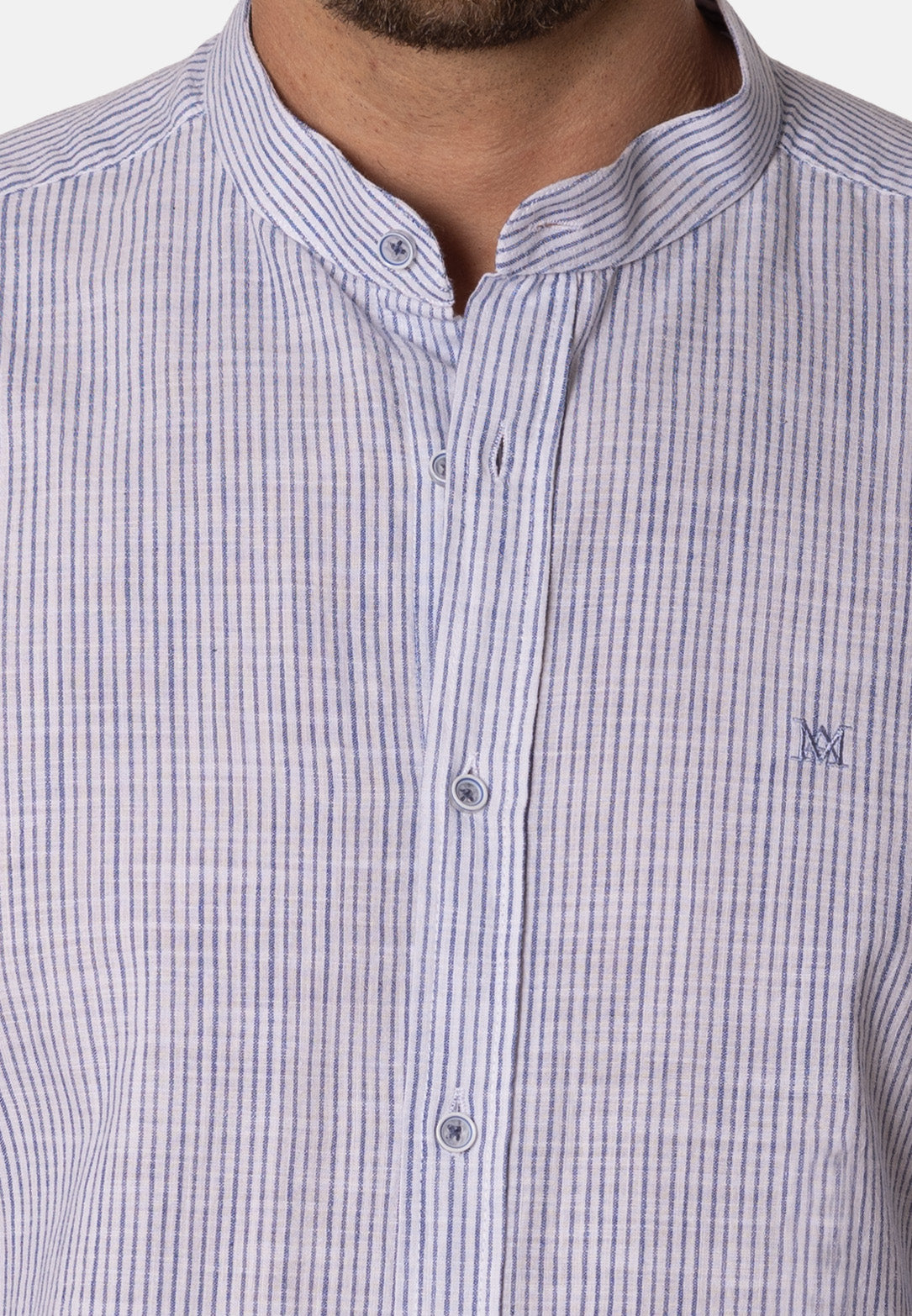 Camisa Lines Blanco Cuello Mao
