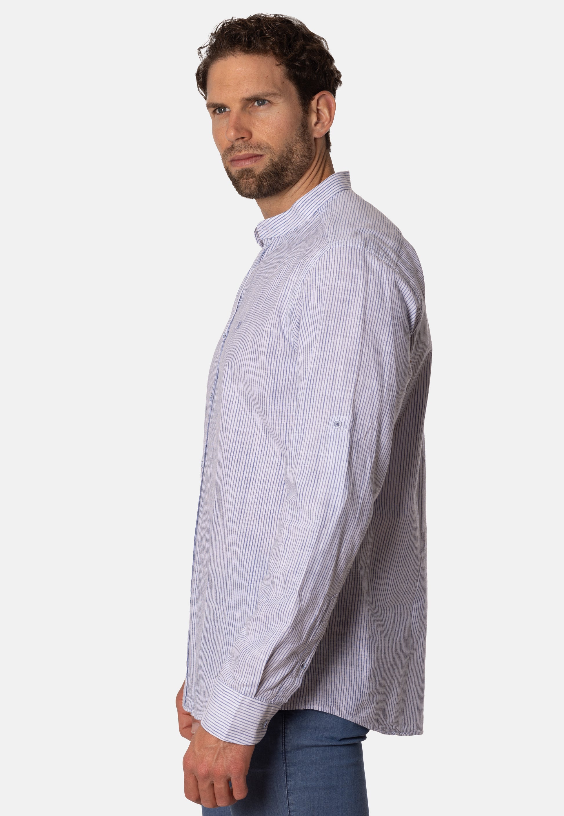 Camisa Lines Blanco Cuello Mao
