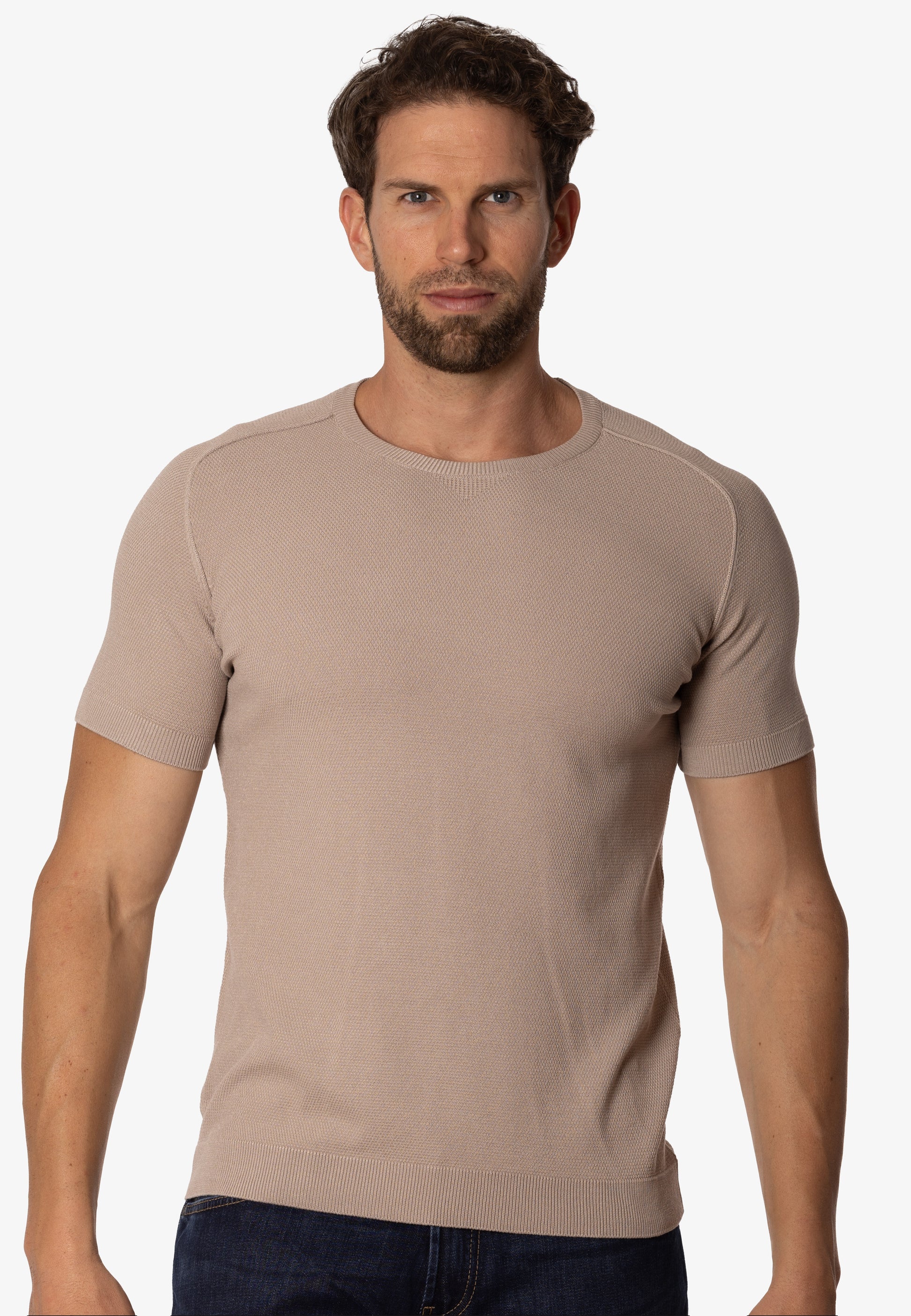 Camiseta de punto slim fit Essentials beige