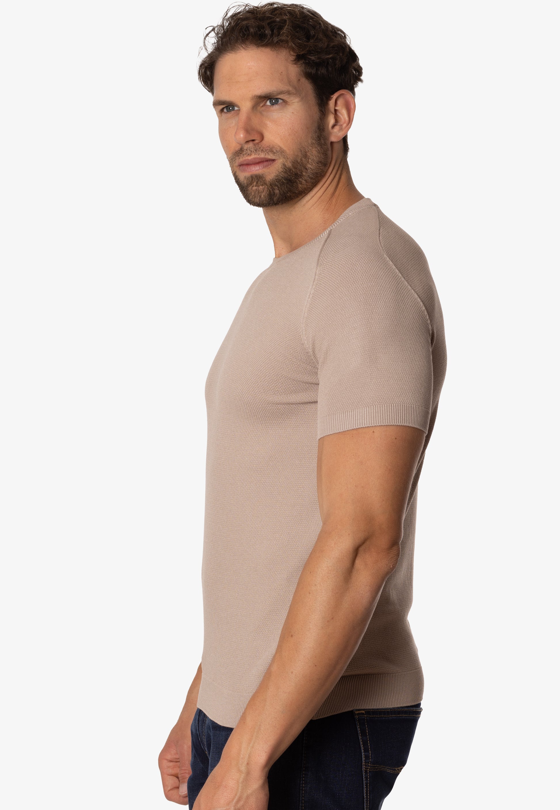 Camiseta de punto slim fit Essentials beige