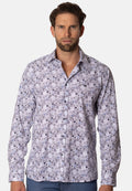 Camisa estampada blanca slim fit de algodón para hombre