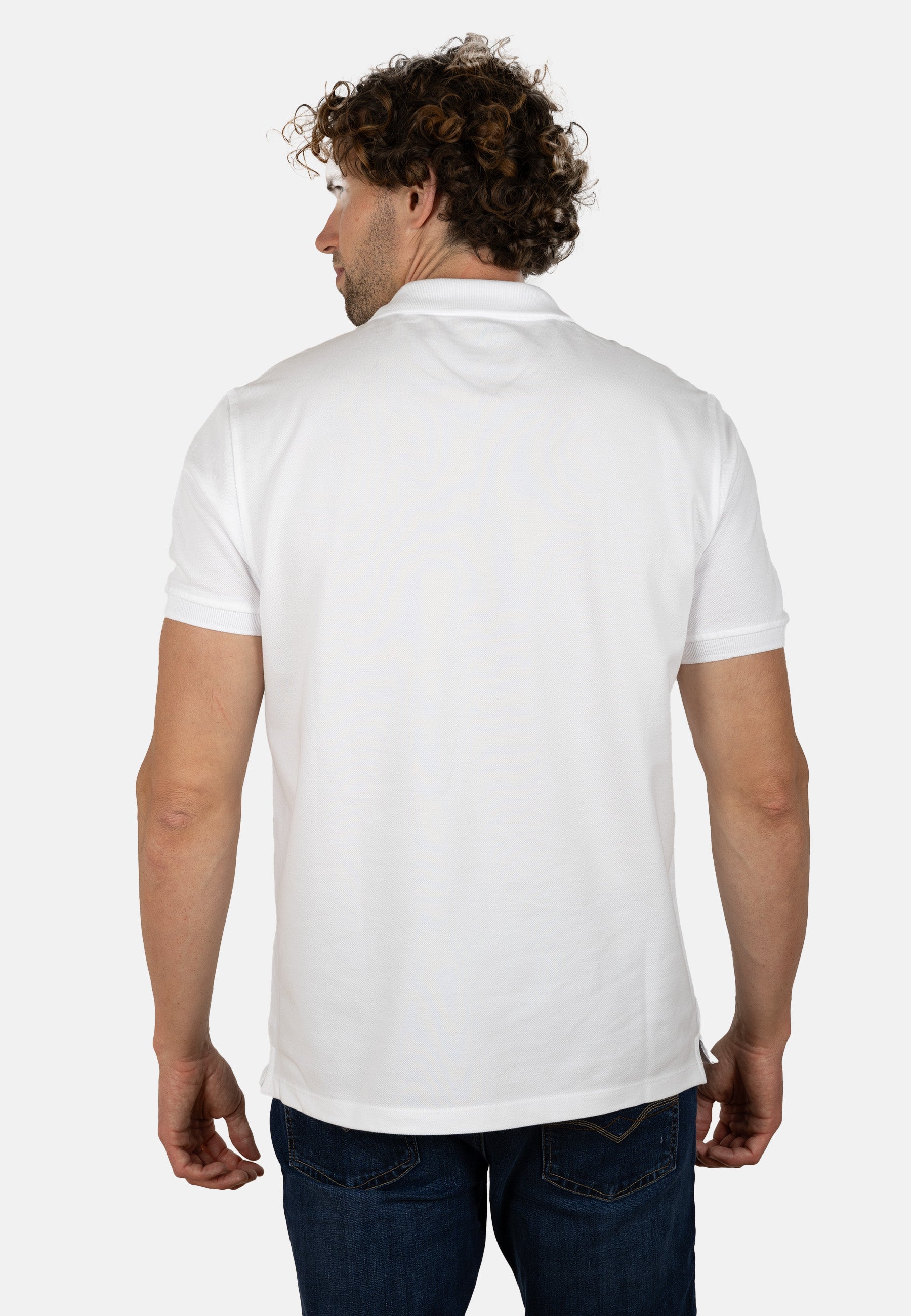 Polo blanco de algodón orgánico para hombre