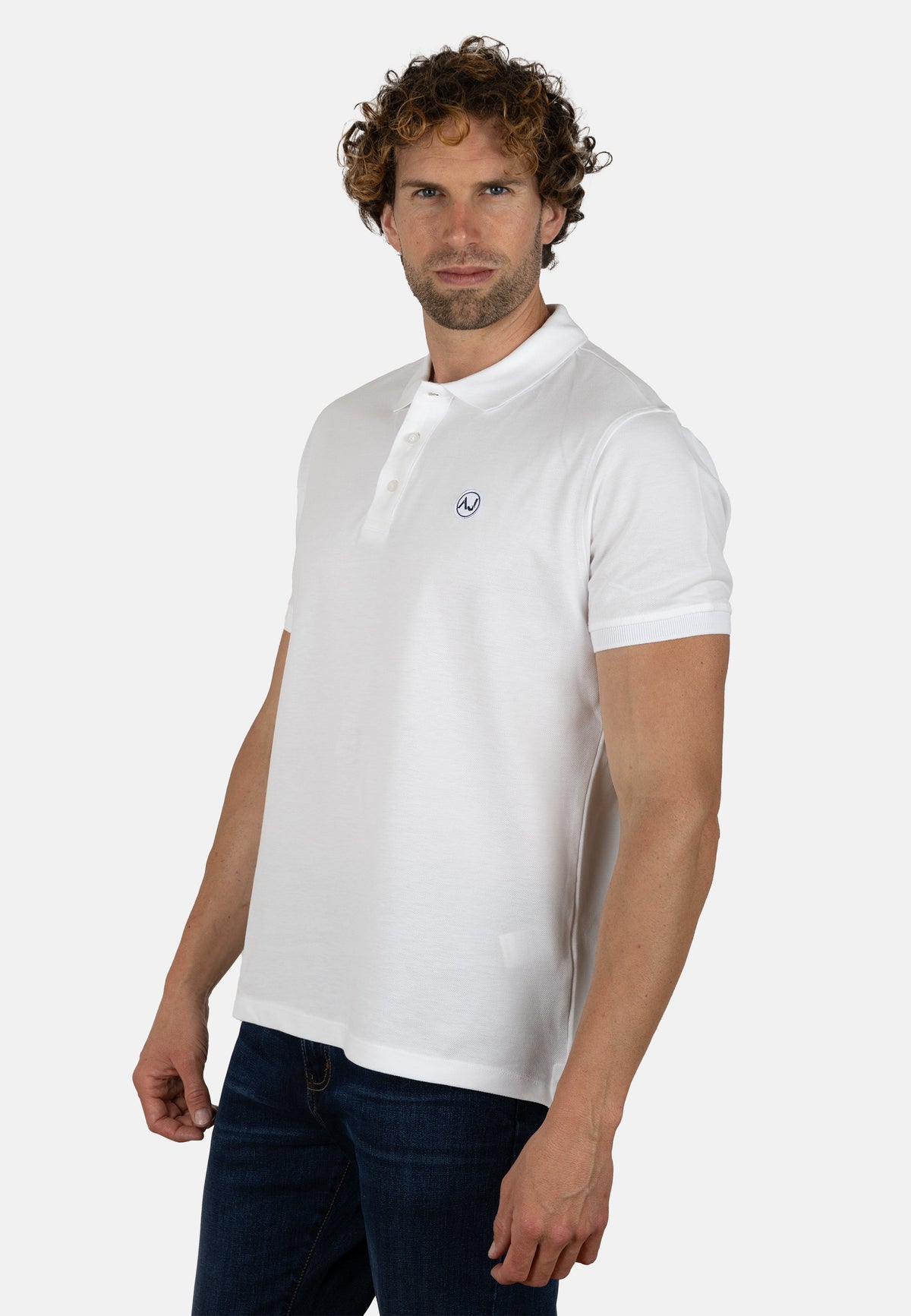 Polo blanco de algodón orgánico para hombre
