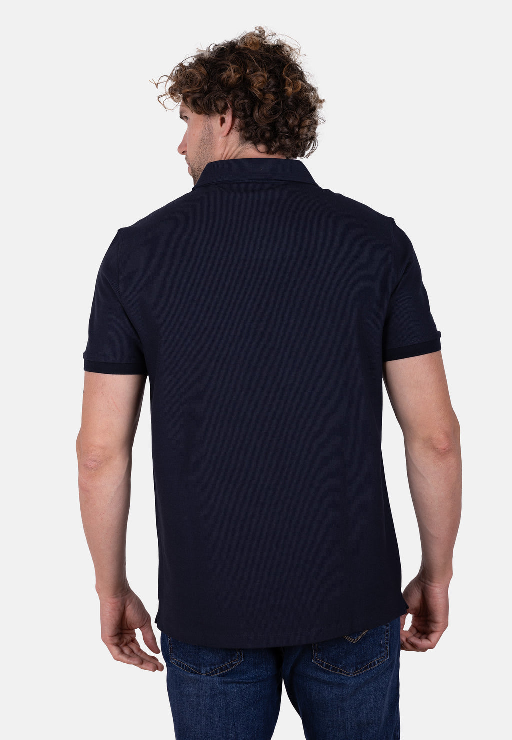 Polo azul marino de algodón orgánico para hombre