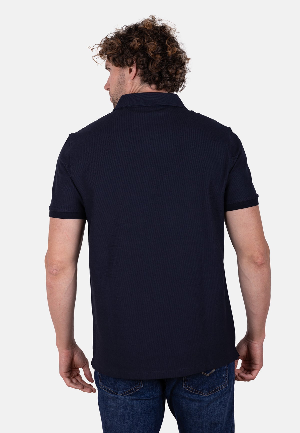 Polo azul marino de algodón orgánico para hombre