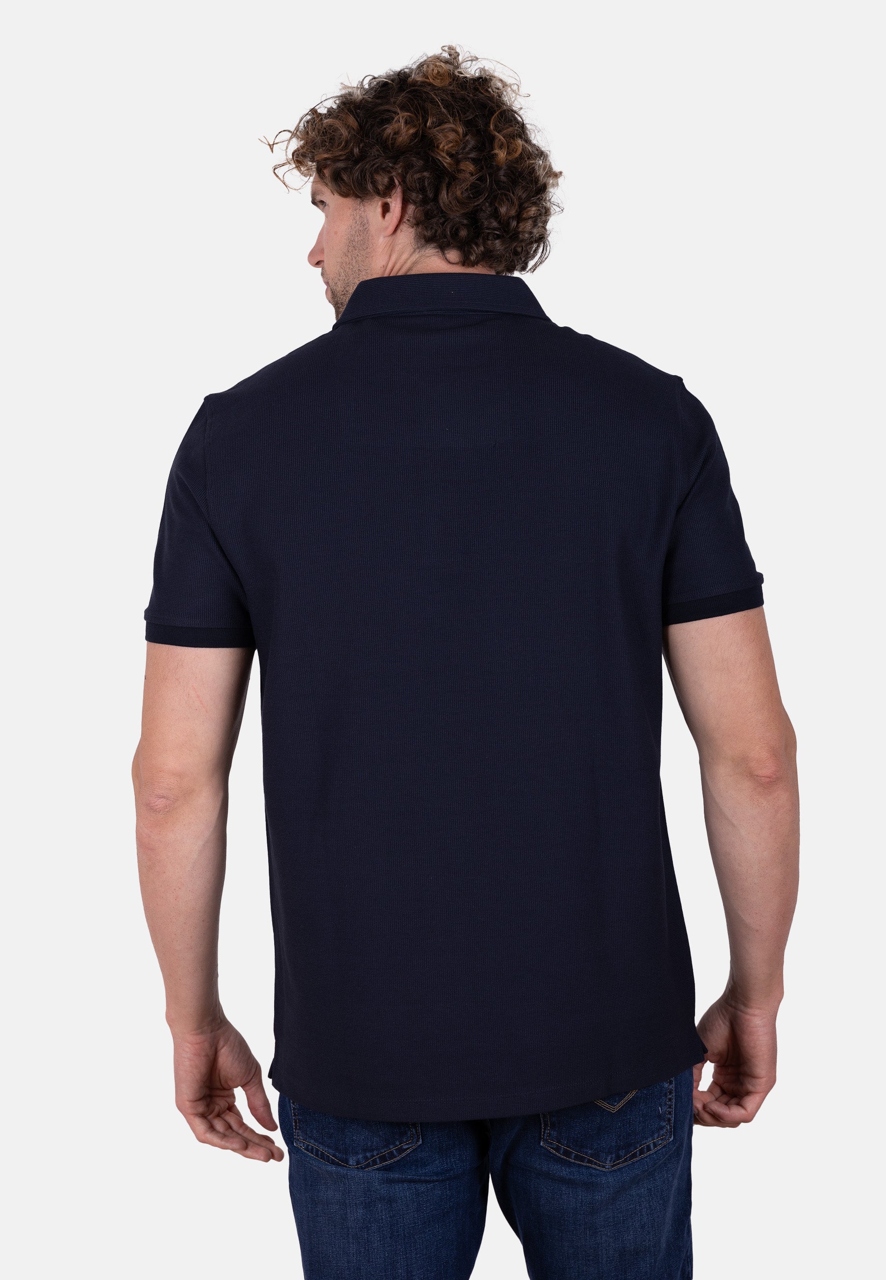 Polo azul marino de algodón orgánico para hombre