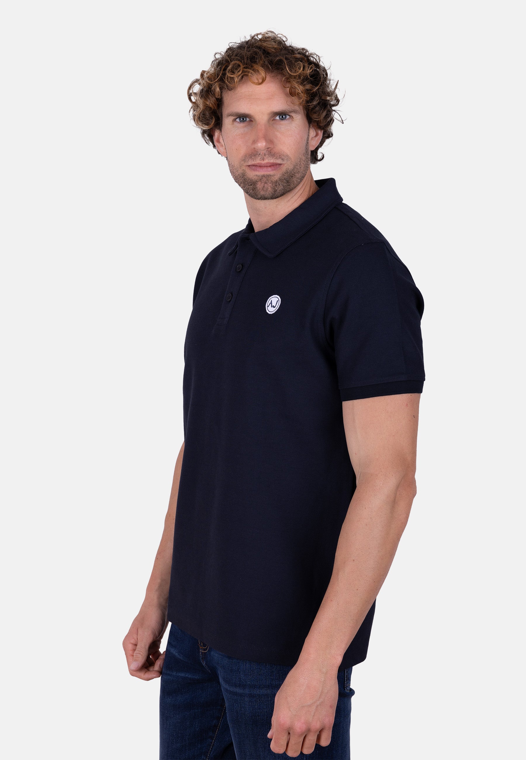 Polo azul marino de algodón orgánico para hombre