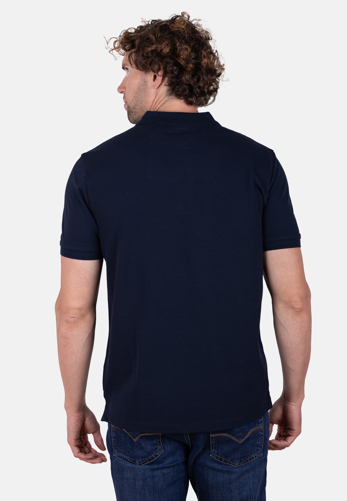 Polo piqué  marino con bordado logo amaro