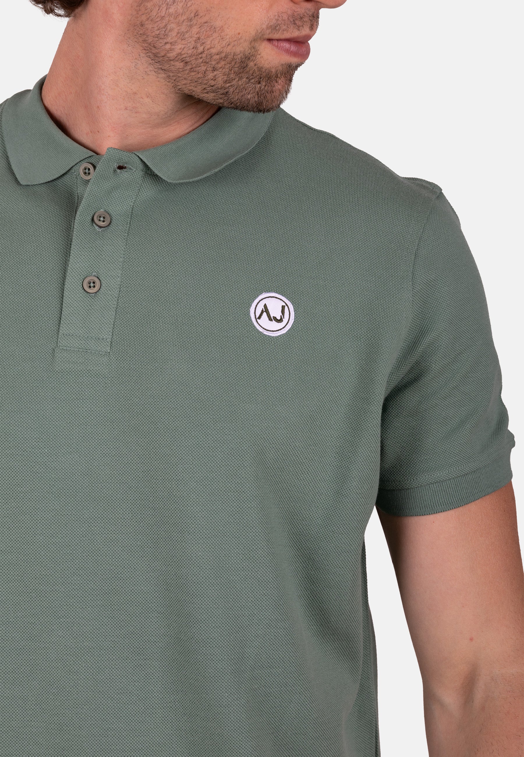 Polo verde de algodón orgánico para hombre
